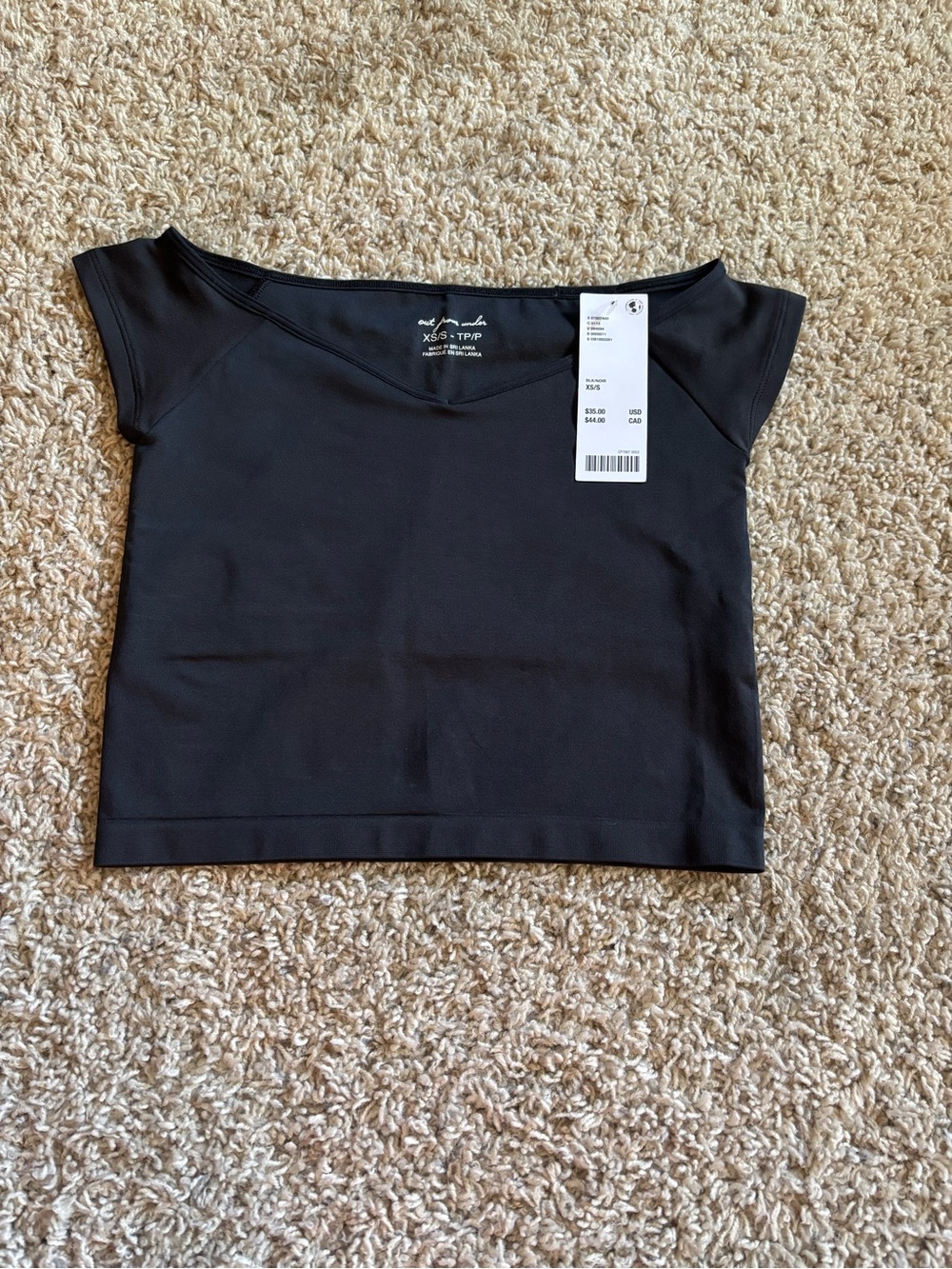 Urban Outfitters Black Cropped Scoop-Neck Top
